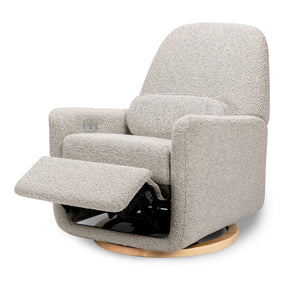M23688BWB,Ubabub,Arc Glider Recliner w/ Electronic Control and USB in Black White Boucle w/ Light Wood Base
